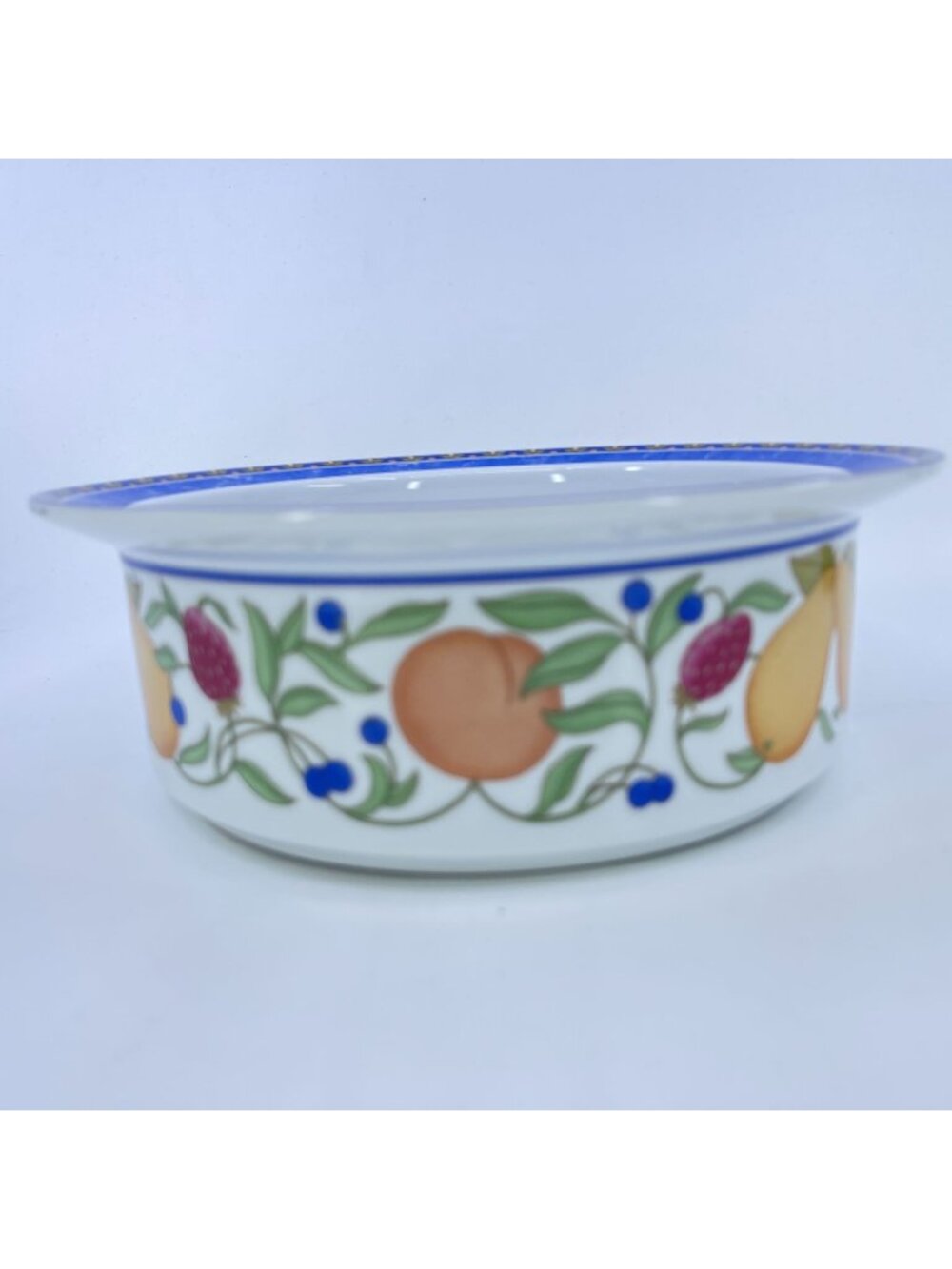 vintage dansk "fiance fruits" serving bowl featuring a band of fruit around bowl